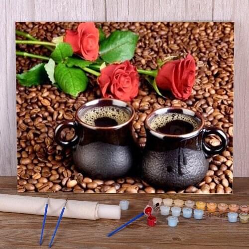 Coffee Cup DIY Paint By Numbers Complete Kit Oil Paints 50*70 Painting On Canvas Decorative Paintings Crafts For Adults Art