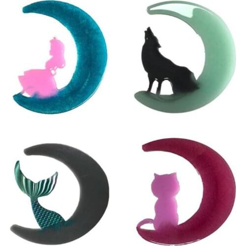 New transparent silica gel mold resin decoration process DIY moon wolf girl cat fish tail mold epoxy resin jewelry mold