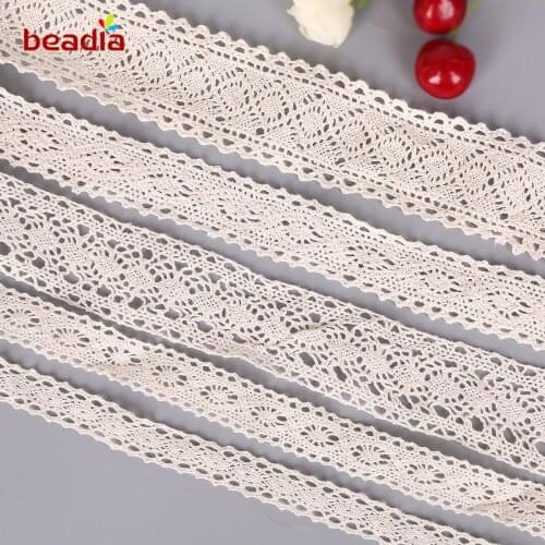New Arrival ! Apparel Sewing Fabric 5 Yards DIY Ivory Cream Trim Cotton Crocheted Lace Fabric Ribbon Handmade Accessories Craft