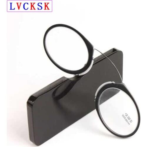 Imitation Black Clip on Reading Glasses Magnifier Women Men Nose Presbyopic Spectacles Portable Wallet Reader Mini Eyewear L3