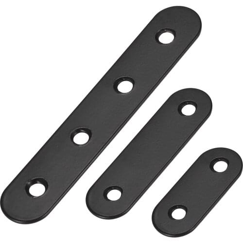 Uxcell Flat Straight Brace Bracket Connector Stainless Steel Black 1Set (40x16mm 20pcs, 60x16mm 10pcs, 97x17mm 5pcs)