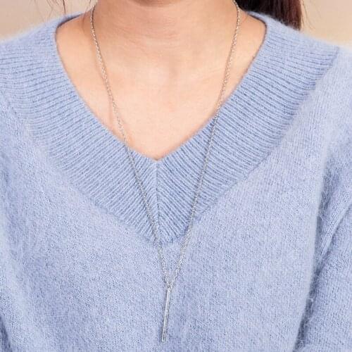 Bar Pendants Necklaces Gold Sliver Black Plated Long Sweater Link Chain Statement Charm Women Men Jewelry Accessories