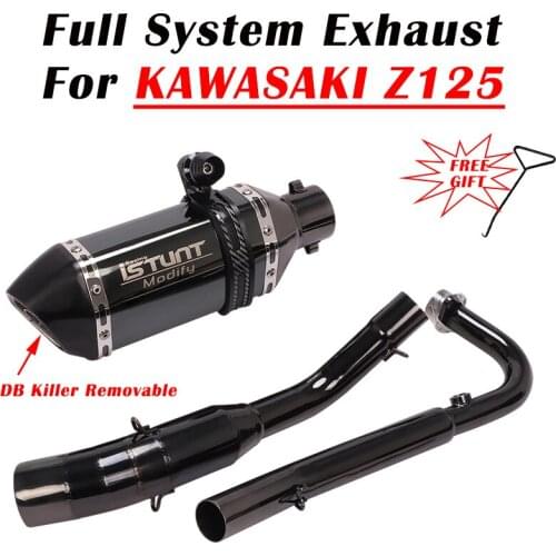 All Black Full System Motorcycle Yoshimura Exhaust System Escape For Kawasaki Z125 Front Middle Link Pipe Muffler DB Killer