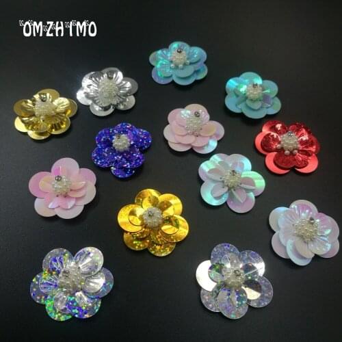 Sew on or stick flowers Handmade Patches clothing applique beaded sequins flowers hand sew or glue patch for bag shose DIY