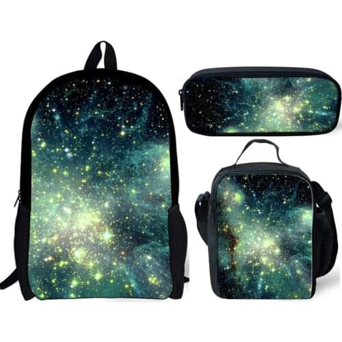 INJERSDESIGNS Starry Sky Printing Backpack For Women Men Fashion School Bags Set Teenager Book Bag Custom Single Package Mochila