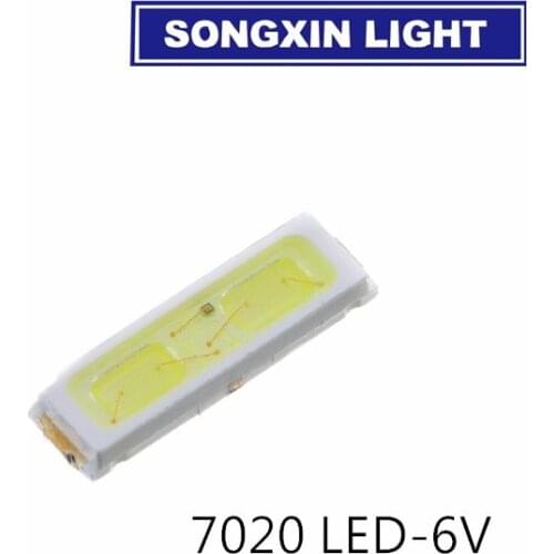 100pcs 7020 LED 6v Backlight 0.5W 55LM Cool white LCD Backlight for TV TV Application smd 7020 diode