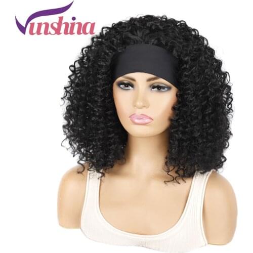 Vunshina Deep Wave Headband Wig Synthetic Hair Heat Resisant Curly Natural Head Band Glueless Wigs With Scarf For Black Women