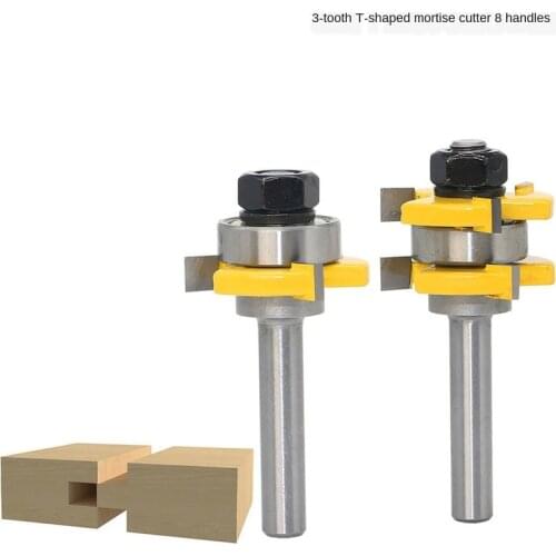 High Quality 8MM Shank Wood Cutter Milling Cutters Router Bits For Wood Woodworking 3-Toothed T-tenon 8*1/4*33 Tools