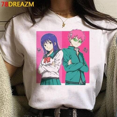 Saiki k top tees women casual 2021 white t shirt graphic tees women couple clothes t shirt t-shirt harajuku aesthetic