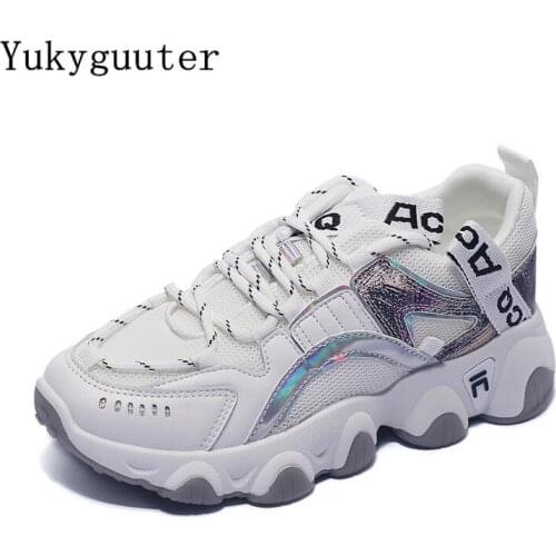 Women Sneakers Running Shoes Outdoor Sports Breathable Mesh Fashion Chunky Boots Thick Sole Female Lace Up Walking Jogging