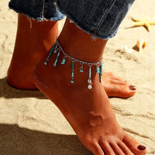 Korean version of the summer new anklet female 2021 fashion simple disc multi-color rice bead series beach style foot ornament