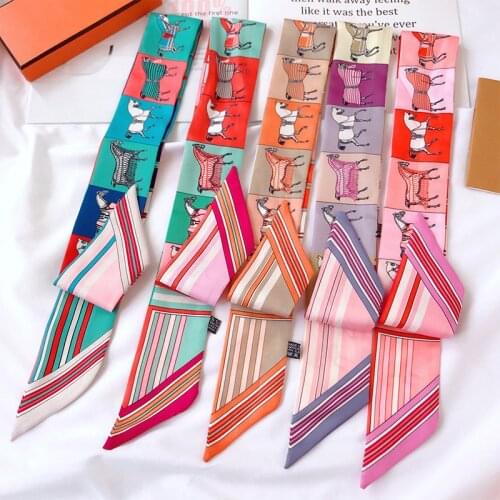 2021 Fashion Bag Scarf Horse Print Silk Scarf Women Headband Small Bag Ribbon Hair Handbag Scarves Luxury