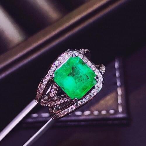 H811 Emerald Ring 3.5ct Pure 18 K Gold Jewelry Nature Green Emerald Diamond Female Rings for women Fine Ring
