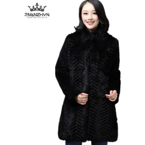 Fur Coat Autumn Winter Women Plus size Fashion Women Coat Jacket 2018High-quality Rabbit Fur Coat Medium-length Casual Outerwear