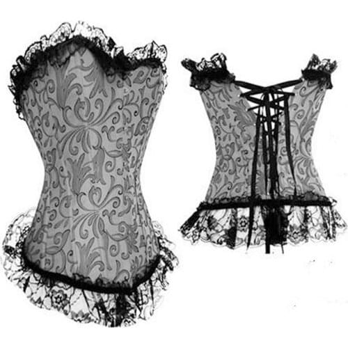 Free Shipping Wholesale Lingerie Lace Up Basque Corset Costume silver S-XL am2644