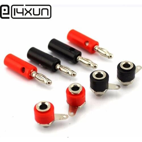 10Sets/lot [red 5set+black 5set] Audio Speaker Screw Banana Gold Plate socket+ Plugs Connectors 4mm