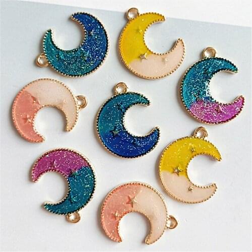 10 pcs/lot Alloy Creative Gold Moon Pendant Buttons Ornaments Jewelry Earrings Choker Hair DIY Jewelry Accessories Handmade