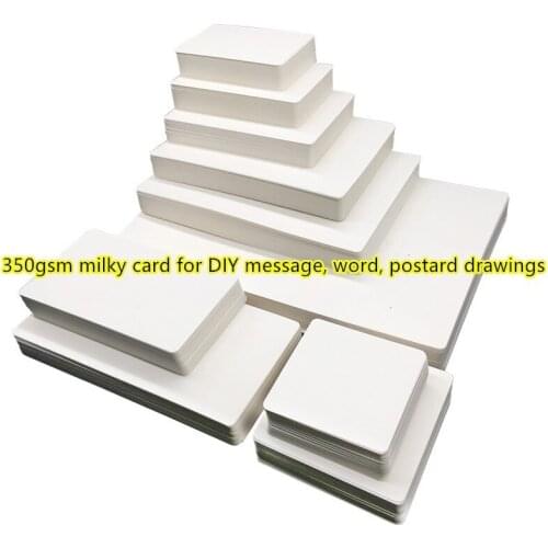 100pcs/lot Blank Card Hard Paper Message Study Literacy English Word Cards Diy Memory Hand-painted Portable Milky White color