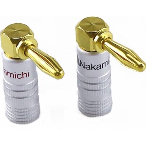 2pcs Gold-Plated 24K Banana Plugs Nakamichi Right Angle 4mm Banana Plug For Video Speaker Adapter Audio Wire Cable Connector