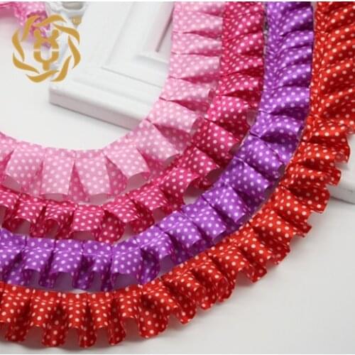 30Yards 2.5cm Pleated Lace Trim Ruffle Edge Ribbons Patchwork DIY Sewing Applique Collar Wedding Dress Garment Accessories