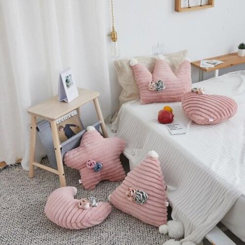 38cm plush cute Pillow Bed cushion Love triangle Pentagram Crown moon shape good quality sofa decoration christmas gifts