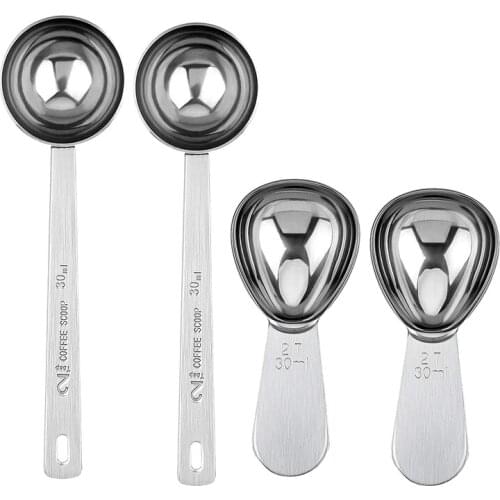4 Packs Coffee Scoop, 2 Tablespoon Stainless Steel Coffee Measuring Spoons,for Ground Coffee,Short Handle & Long Handle