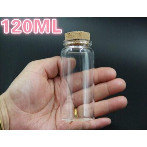 5PCS 47*90mm 120ml Big Clear Glass Bottles with Cork Stopper Empty Spice Bottles Jars DIY Crafts Vials Glass Bottle Containers