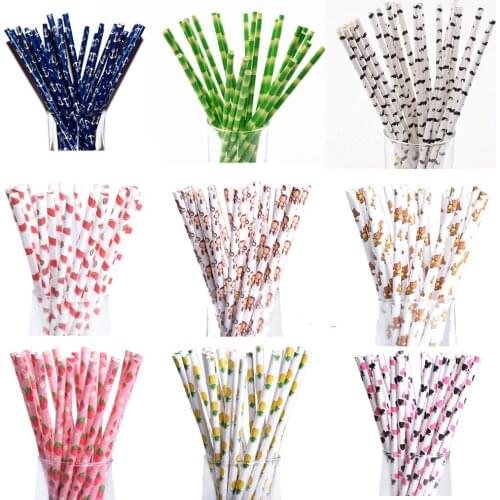 Visual Touch Multi Color 50pcs Paper Drinking Straws Paper Straw Baby Shower Wedding Birthday Halloween Party Decor Supplies