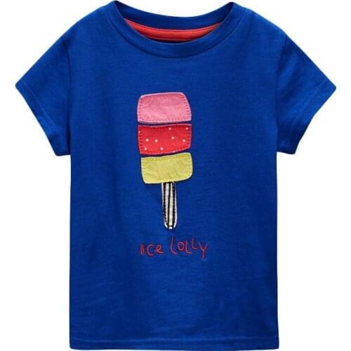 Bambino 2021 New Tees of Children 2-7 Years Pure Cotton T shirt for Kids Girls Blue Tops Clothing Baby Clothes Child Costume