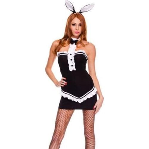 Free Shipping Halloween Costumes For Women Beautiful Naugthy Black Tuxedo Bunny Costume 3S1140 Sexy Rabbit Uniform Dress