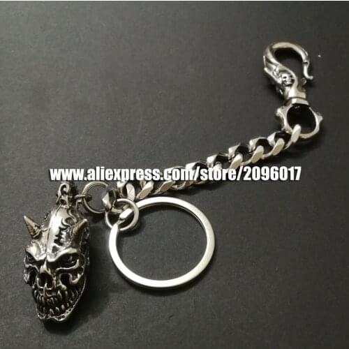 Stainless steel Devil key chain for the Motorcycle Biker key chain buckle Vest Clothing of Skull keychain waistchain hooker