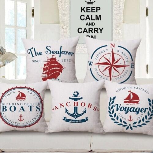 Droping Compass navigation anchor Mediterranean cotton pillow cushion cover sofa pillow pillowcase waist Nordic sailing