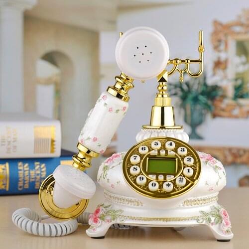 European Card pastoral antiquity telephone home bedroom European style retro phone embossing hand-painted living room telephone