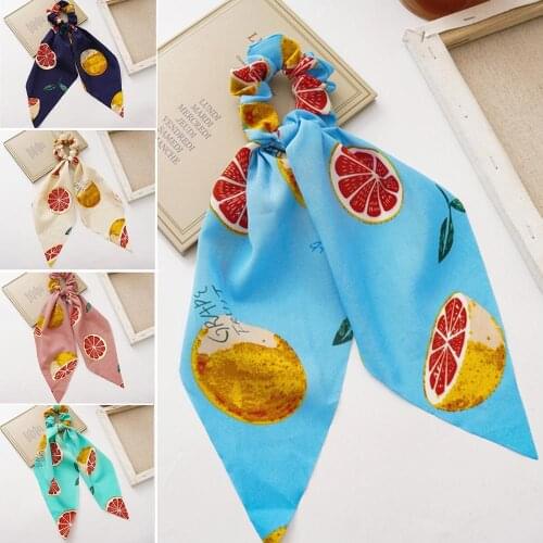Fruit Cartoon Style Ladies Hair Ring Girl Horsetail Ribbon Knotted Square Scarf Headband Makeup Decor Accessories