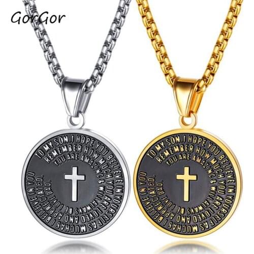 GorGor 2020 New Arrivals Fashion Classic Vintage Religious Medal Pendant Cross Necklace for Men Simple Jewelry Gift 1570