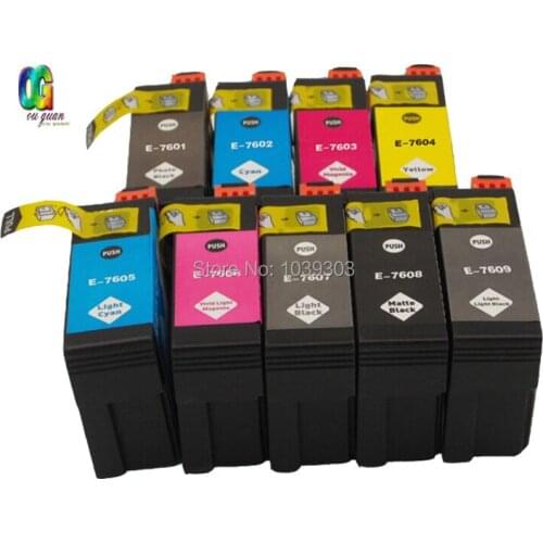 9 New GEN Chip Compatible Ink Cartridge T7601 T7602 T7603 T7604 T7605 T7606 T7607 T7608 T7609 Printer for Epson Surecolor P600
