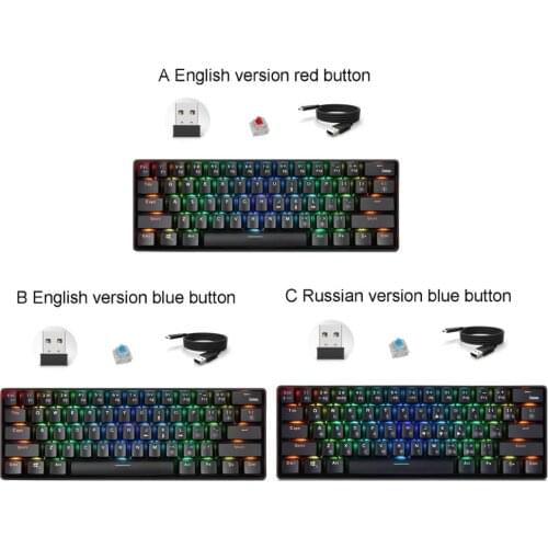 Russian English Mechanical Keyboard 61 Keys USB Wired 2.4G Wireless Dual Mode Gaming Keyboards Backlight for Desktop PC Laptop