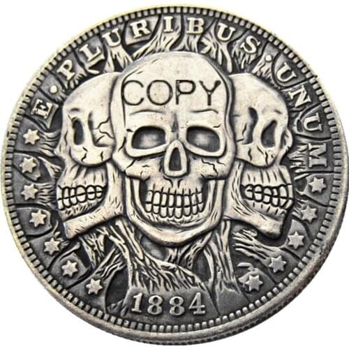 US 1884 Morgan Dollar Skull Zombie Skeleton Silver Plated Copy Coins