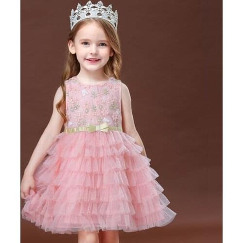 Modern dance costume youth wrap chest Sexy Girl Candy show dress Christmas childrens dress bow dress 2020 sleeveless puffy skir