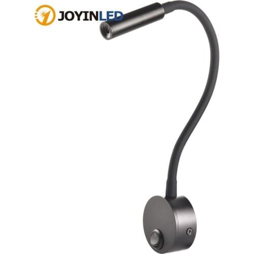 Reading Wall Light Lamp 3W Flexible Bathroom Mirror Light Silver Bedside Reading Study Sconces Led White Black Wall Decoration