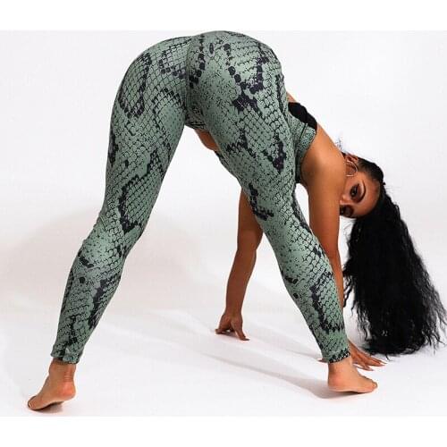 LEOSOXS Yoga Suit For Women 2020 Hot Sale Fashion Fitness Yoga Suit Green Snake Design Fashion Sexy Running Sports Yoga Set