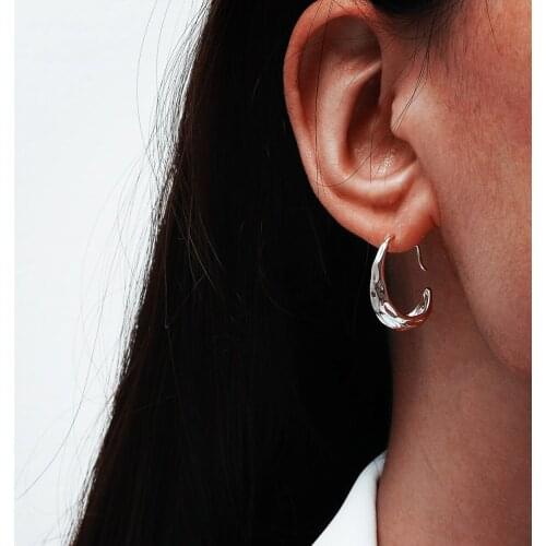 MANGOSKY 925 Silver Irregular Surface Earrings 925 Silver Auricular Needle 1 Pair For Women