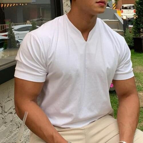 Men Shorts V Neck Breathable Cotton Blend Sport Gym Tops for Daily Life