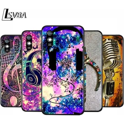 Anti-Fall Soft Black Cover Colorful Music Notation For Xiaomi Redmi 10X 5G 9C 9A 9 K20 8A 8 7A 7 S2 6A 6 Matte Phone Case