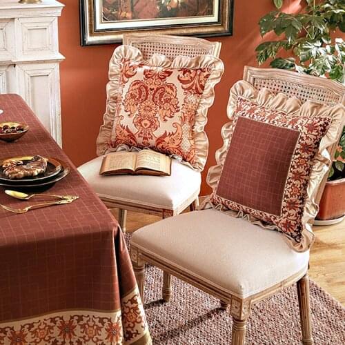 French Style Couch Pillow Cushion Cover Home Living Room Decor Flowers Series Velvet Retro Pillow Bedside Cushion Case Cover