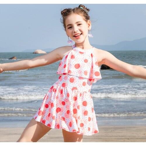 2021 New Summer Toddler Girl Bathing Suit 6-15 Years Baby Girl Swimwear Backless Sweet Sleeveless One Piece Swimsuit Beach Wear