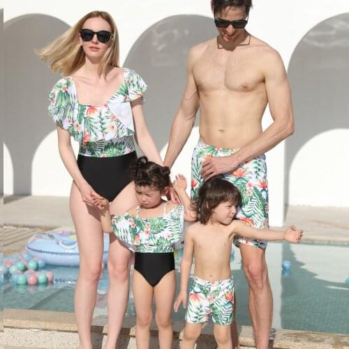 New Family-style Nylon Print Family European and American Parent-child Swimwear Baby Mens and Womens Clothing family matching