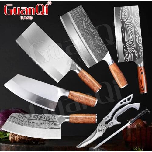 8 Inch Kitchen Cleaver Knife Stainless Steel Meat Chopping Knife Slicing Knife Damascus Laser Pattern Chef Knife Butcher Knife