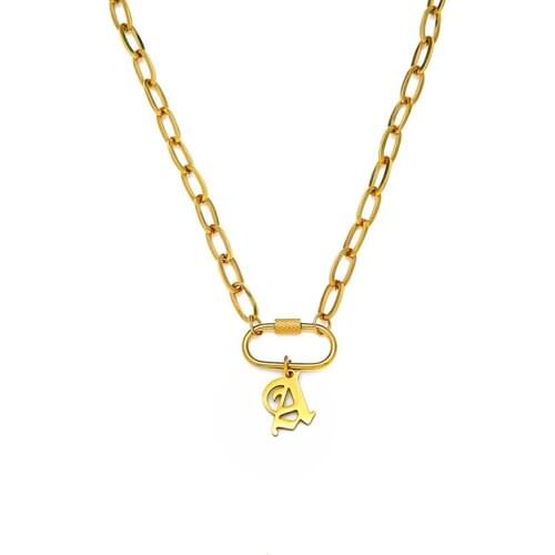 Gothic Initial Necklace Stainless Steel Alphabet Letter Name Necklace For Women Gold/Silver Color Metal Alphabet Choker Collier