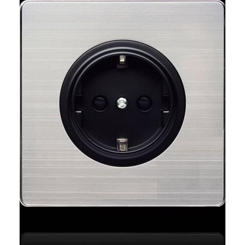 EU socket panel Black round UK France Germany standard socket power wall concealed European standard socket 86*86mm